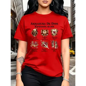 [Divine Armor T-Shirt] Divine Armor Pattern Print T-Shirt - Round Neck And Short Sleeves