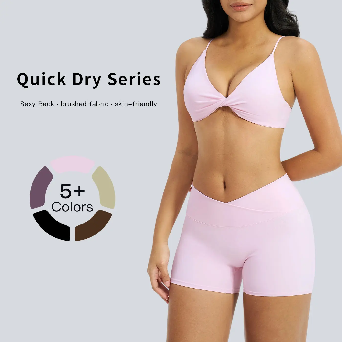 Tenwolf Women's 2-Piece Cloud Yoga Set, Comfortable Nylon Spandex Outfit with Tank Top and Above the Knee Shorts for Female Womens Fitness, Tank Tops, Gym Ootd, Crop Top Activewear, Everyday Active