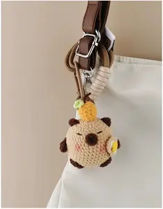 Handmade Crochet Capybara Keychain | Cute Amigurumi Bag Charm with Orange & Egg | "A Tiny Hug" Plush Accessory & Gift