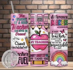 #1 TEACHER PINK - 20 OZ STAINLESS STEEL TUMBLER