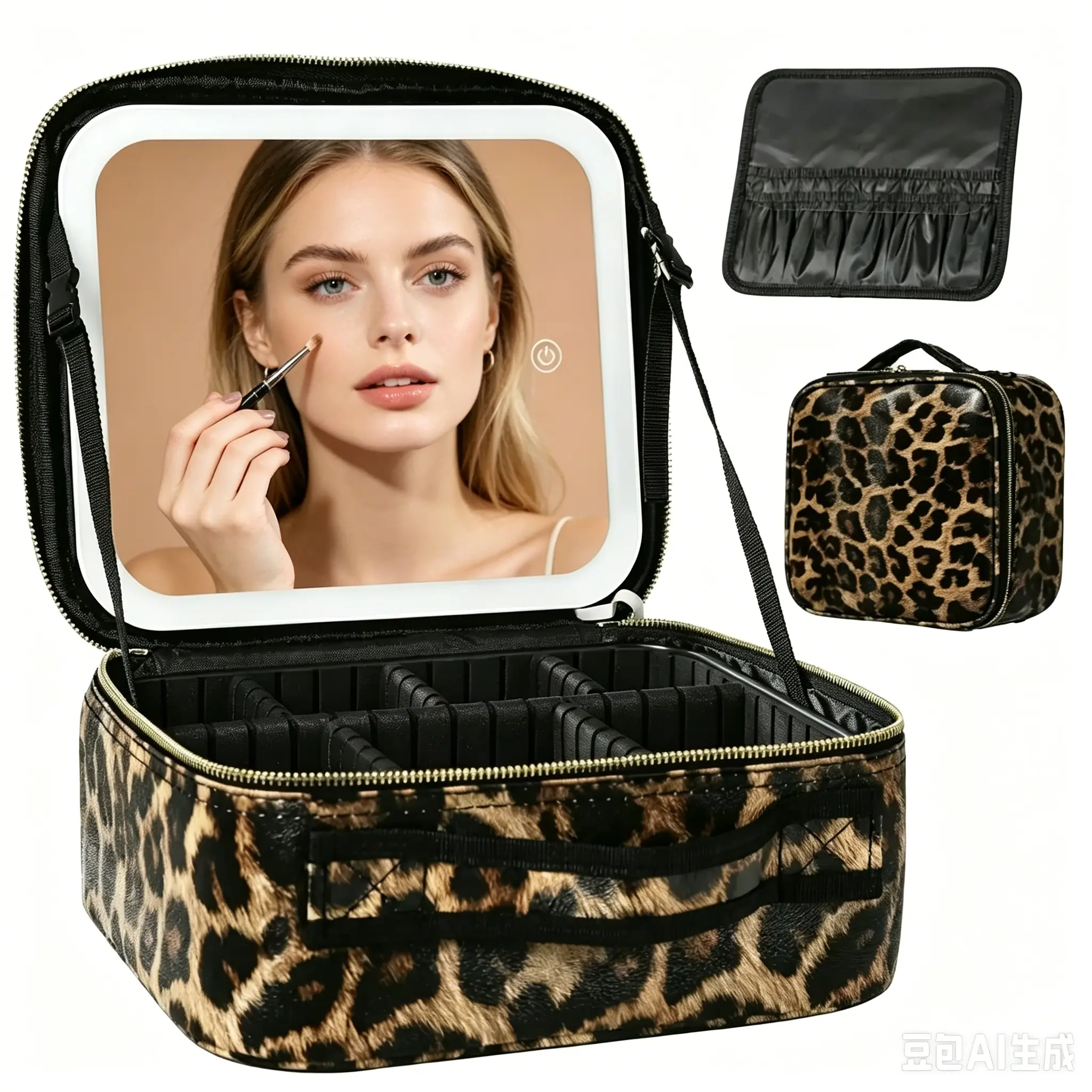 Women's Portable Lighted Makeup Organizer Case with 3 Dimmable Color Settings, Rechargeable Cosmetic Pouch, Adjustable Dividers, Ideal Gift for Women, Womens Gifts, Gifts For Your Girlfriend