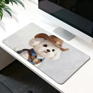 LIVEKEY Aesthetic Cowboy Dog Mouse Pad  Non-Slip Base  Stitched Edges  Made for Gaming  Perfect Control Mousepad for Office & Gaming Desks summervibes