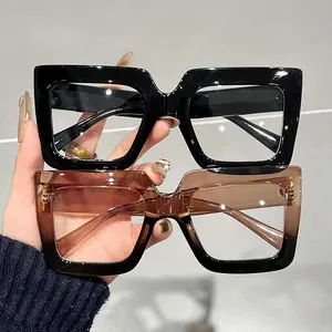2 pairs of oversized women's reading glasses, large frame super wide thick square frame fashion collocation, thick texture metal accessories reading glasses, Square Frame Eyeglasses, Stylish Square Frames