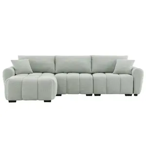 Boucle 3-Seater Sofa with Ottoman