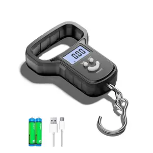 Fish Scale/Fishing Scale: Dual Power (/Rechargeable), Extra Wide Handle, Backlit LCD Display, Includes 2 AAA &USB-C  , Fishing Gifts for Men (Black)