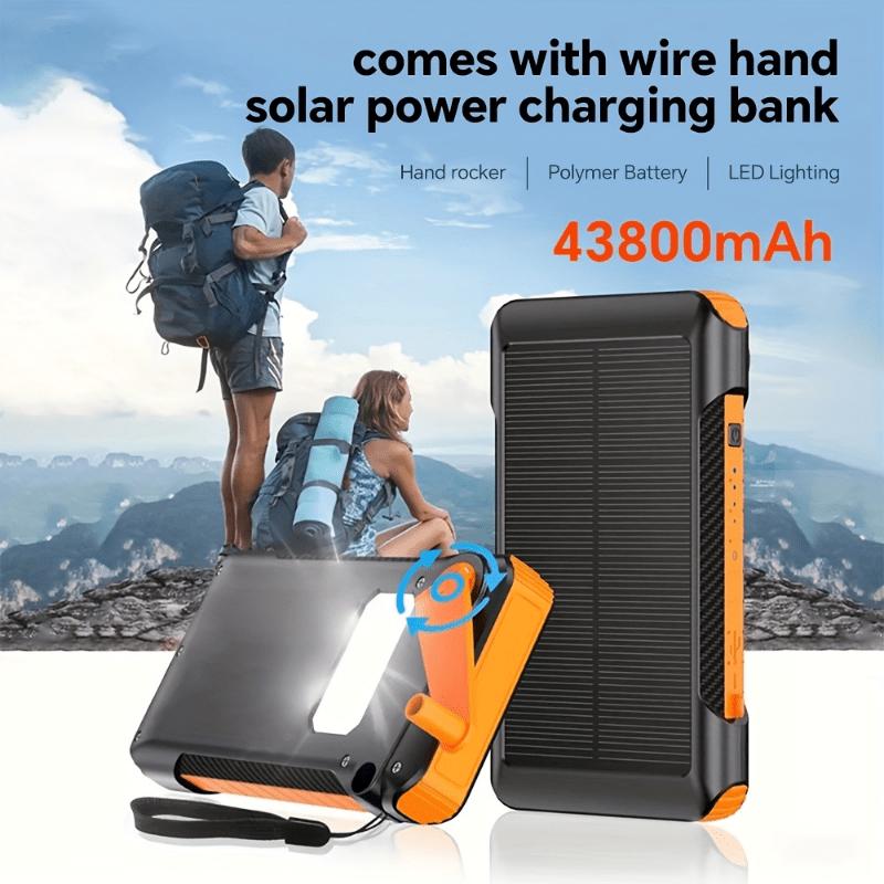 43800 mAh Solar Power Bank with USB and Hand Crank Charging - Supports Fast Charging of Multiple Devices at the Same Time (22.8W), Portable Night Light, 5V-36V Output and Cable Management (Travel, Outdoor, Emergency), Compact Design, Multi-function Chargi