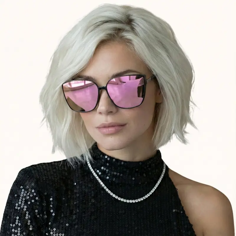 DAX Eyewear LUX Trendy Styling Sunglasses with Tinted Lenses Large Cat-Eye Frame UV400 Protection Tangle Free Sunglasses
