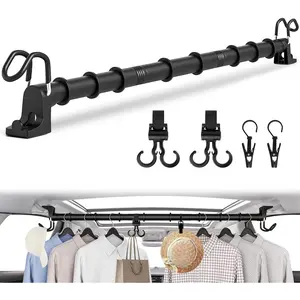 Heavy Duty Car Clothes Hanger Bar 30-64 inches, 4Pcs Additional Accessories, Hold Up to 70lbs, Car Clothes Rod with Strengthened Hooks, Telescopic Clothes Rack for Most Cars Suvs Travel