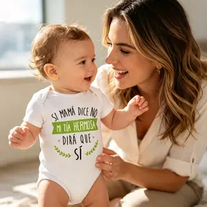 If Mom Says My Beautiful Aunt Will Say Yes Spanish Print Baby Bodysuit Funny Infant Short Sleeve Romper Newborn Outfit Jumpsuit