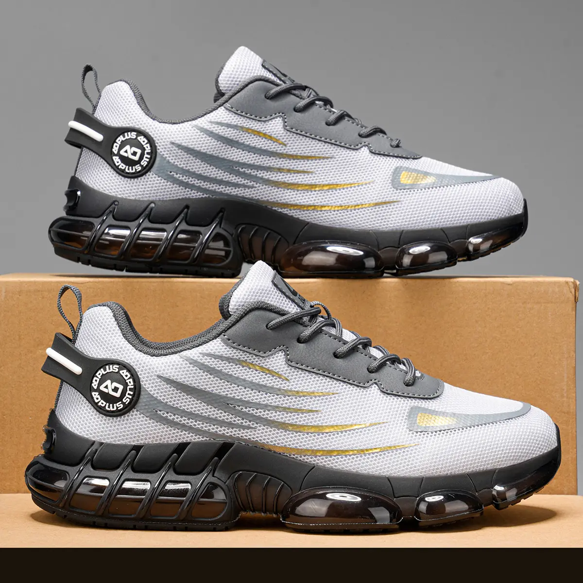 AOPLUS Men's Chunky Fashion Sneakers, Breathable Mesh, Flexible Laces, EVA Shock-Absorbing Bubble Sole Walking Shoes - All-Seasons Casual Athletic Dad Shoes for Gym, Streetwear