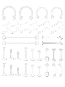 Clear Body Piercing Jewelry, Nose Ring, Ear Ring, Lip Ring, Earrings, Fashion Jewelry for Party, Daily Clothing Decor, Trendy All-match & Exquisite Jewelry for Birthday Gift