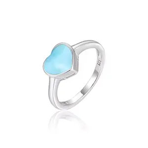 SOLYMAR NATURAL LARIMAR RING  IN STERLING SILVER tiny