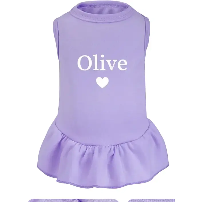 Personalized Small Dog Dress - Solid Soft Fabric Pet Apparel for Puppies, Extra Small Dogs, Custom Name Available, Custom Photo Option, Great for Birthdays, Holiday Gifts