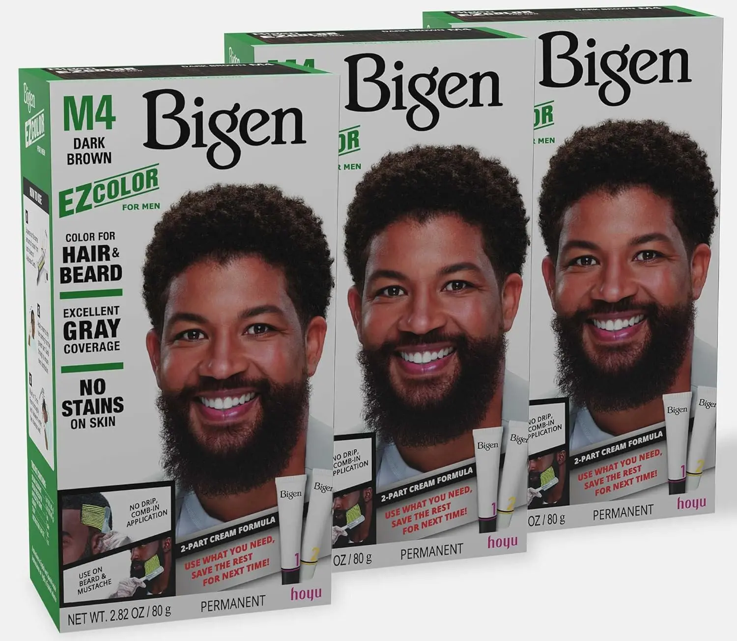 3 Pack Bigen EZ Color For Men M4 Dark Brown