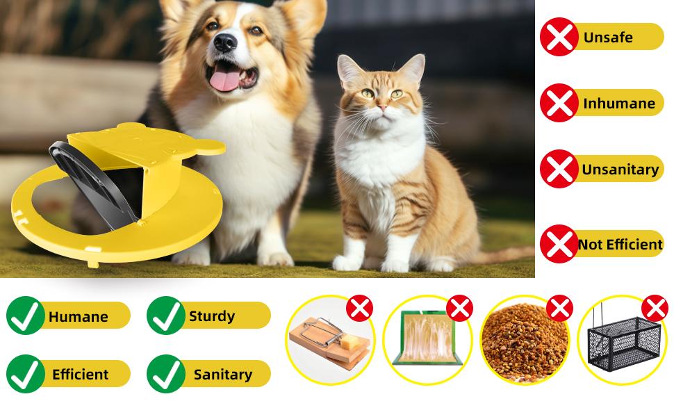 Mouse Trap Bucket - Mouse Traps Indoor for Home - Multi-Catch, Auto-Reset, Humane or Lethal Rat Trap - ABS Material - 5 Gallon Bucket Compatible-4pc