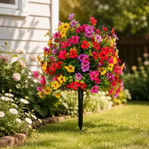 Realistic Artificial Hanging Plants—Ideal for Summer Outdoor Decor. -resistant and lifelike in appearance, these faux flowers are perfect for enhancing outdoor planters, porches, patios, balconies, and courtyards. Tree carnations Mounted Bouquet beams UV