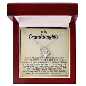 Granddaughter Necklace, To My Granddaughter Not Even Time Heart Necklace Gift, Jewelry Message Card, Necklace Gifts For Birthday, Anniversary, Christmas Day, Thanksgiving