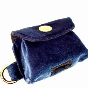 Airpod Case  with Silver Clasp and Keychain Attachment for Easy Access Secure Storage Handcrafted Design-grade Fabric Compact Lightweight and Structured Blue Velvet