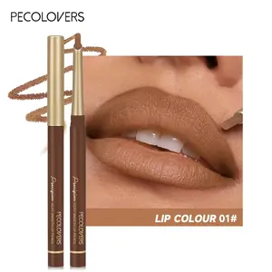 PecoLovers Matte 6-colors Lip Liner Pencil Bevel Design Nib Lip Contour Nude Brown Lipstick Pencil Natural Lasting Lipliner Makeup Essential Lip Colour 01#