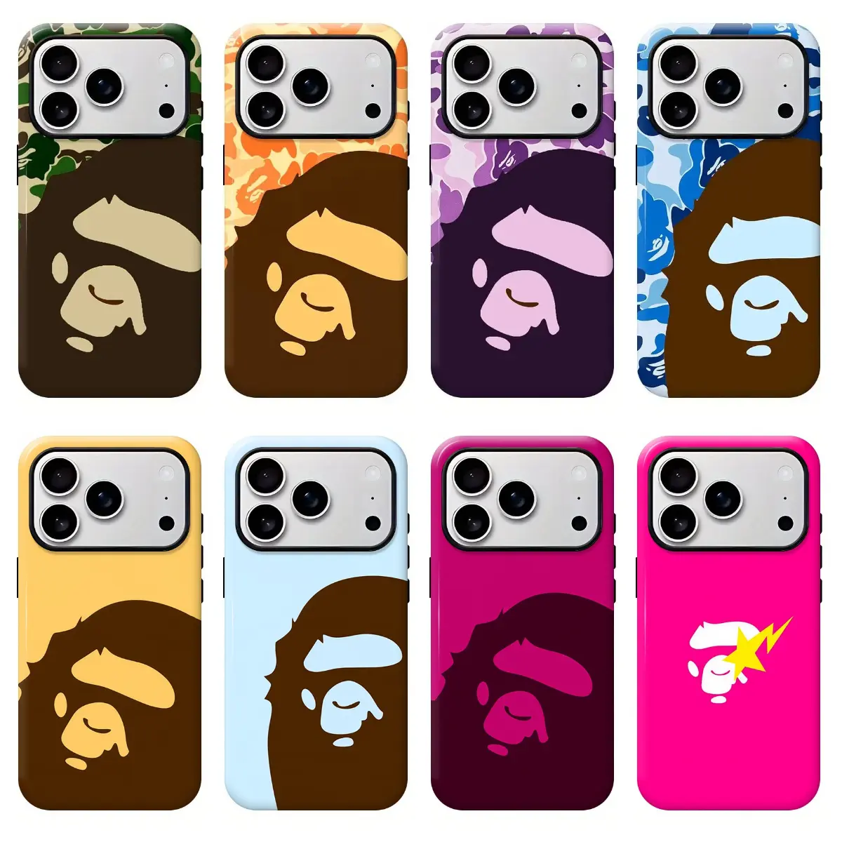 BAPE Ape Head Smartphone Cover - Protective Cellphone Accessory for iPhone 11-17 Pro Max/Plus, Samsung Galaxy S23-25 Devices, Protection