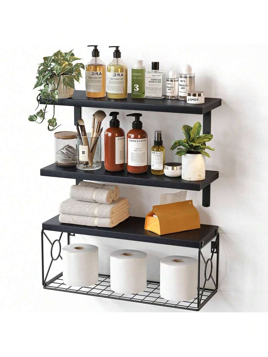 Bathroom Floating Shelves For Wall Mounted Shelf Over Toilet Farmhouse Home Decor Display Shelving Small 16 Inch.