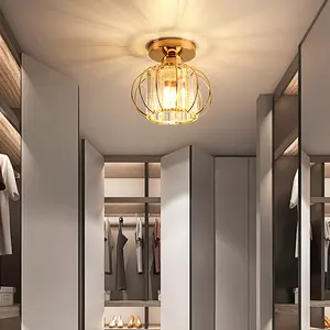 Modern Ceiling Light Fixture, Iron Craft Crystal Decor, Simple Semi-Embedded Design, E27 Socket No Bulb Included