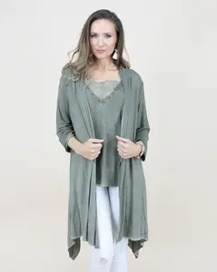 Original USA Women's 2-Piece Washed Sleeveless Top & Knit Cardigan Set, Womenswear Clothing Set