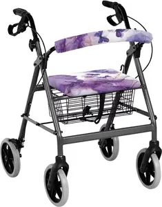 Purple Marble Rollator Walker Accessories Butterfly Pattern Walker Seat Covers for Ladies Universal Rollator Walker Seat and Backrest Covers Soft Walkers for Seniors with Seat Gift Covers Luarisgur