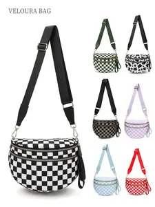 1pc Checkerboard Crossbody Waist Bag, Checkered Bum Bag, Chest Bag for Women & Men, Large Capacity Multi-Pocket Design, Dual Zipper Fanny Pack with Adjustable Strap, Lightweight for Travel, Running, Shopping, Daily Use, Perfect Holiday Gift