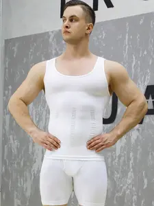 1 Count Men Shaping Vest Gynecomastia Compression Shirts, Boy Vests, Tummy Control Shapewear Tops, Men's Comfortable Soft Tanks Tops, Sleeveless Activewear, Men Plain Round Neck Tank Top, Sleeveless Sports Vests, Menswear & Underwear