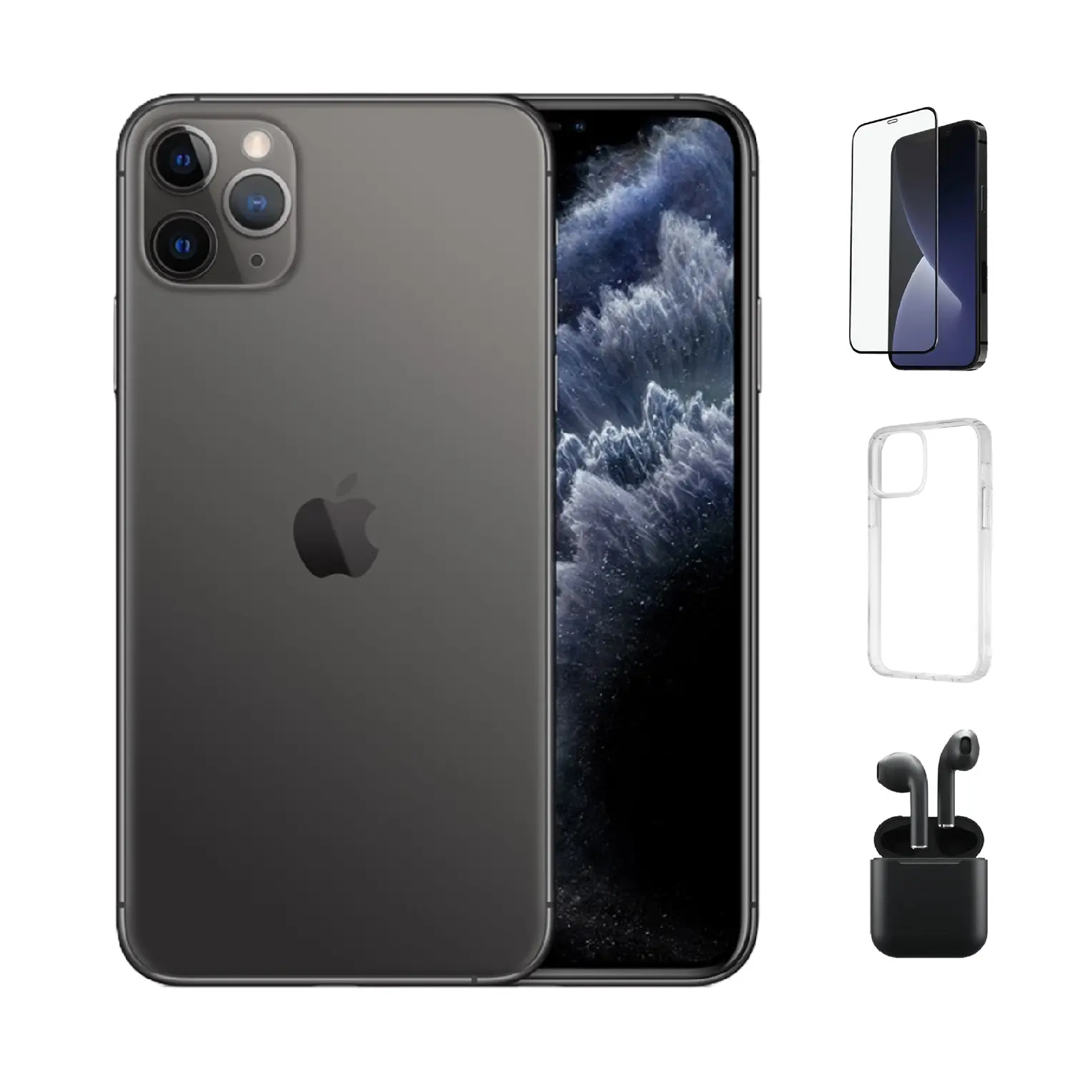 Refurbished iPhone 11 Pro Max (Unlocked)-Good Condition with Case, Wireless Earbuds,Tempered Glass Screen Protector & 1 Year Warranty  A2161