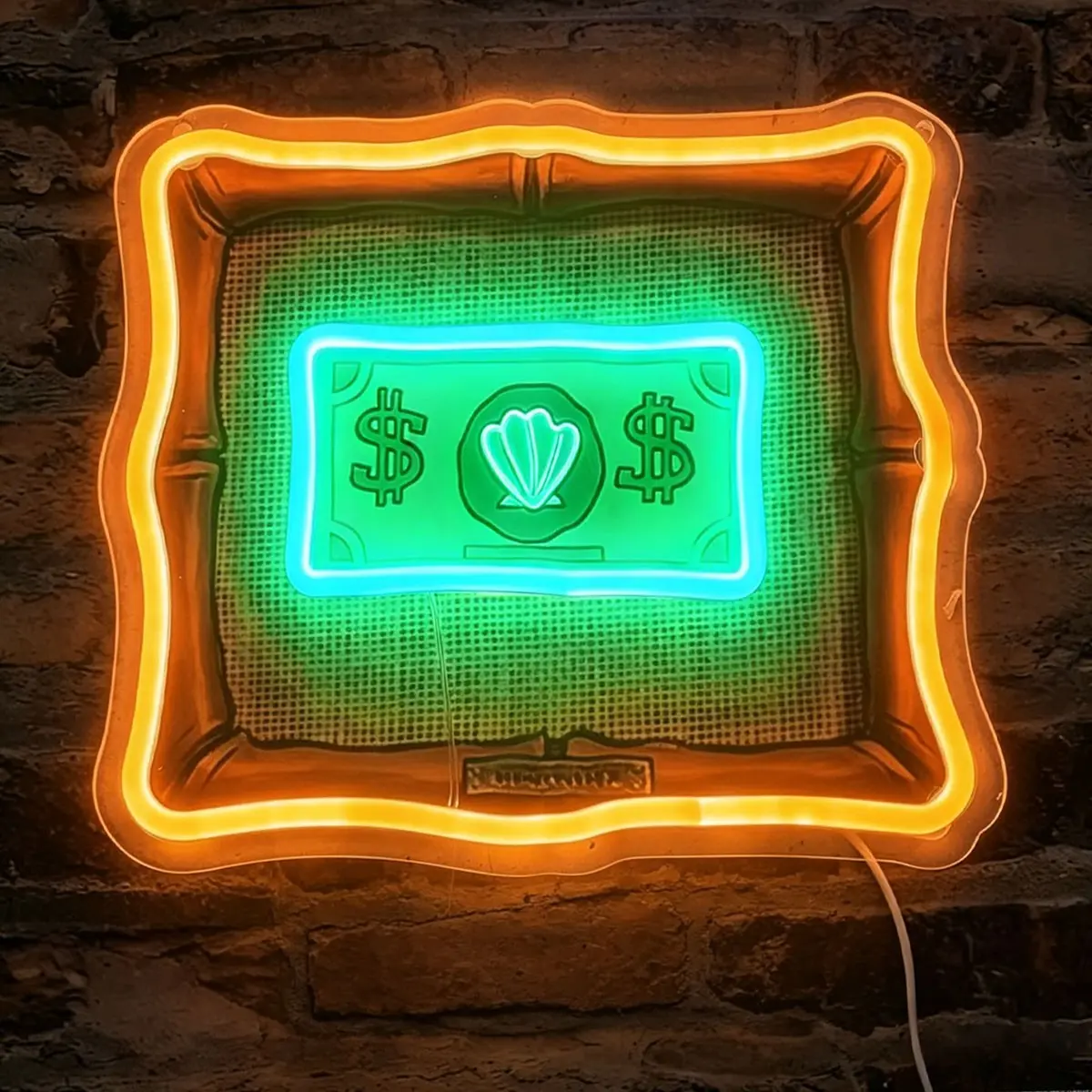 Dollar bill shaped LED neon sign quirky atmosphere decorative light USB powered suitable for designer toy stores, gaming rooms, American retro bars, anime themed cafes, quirky style bedrooms ACG enthusiast gift neon light