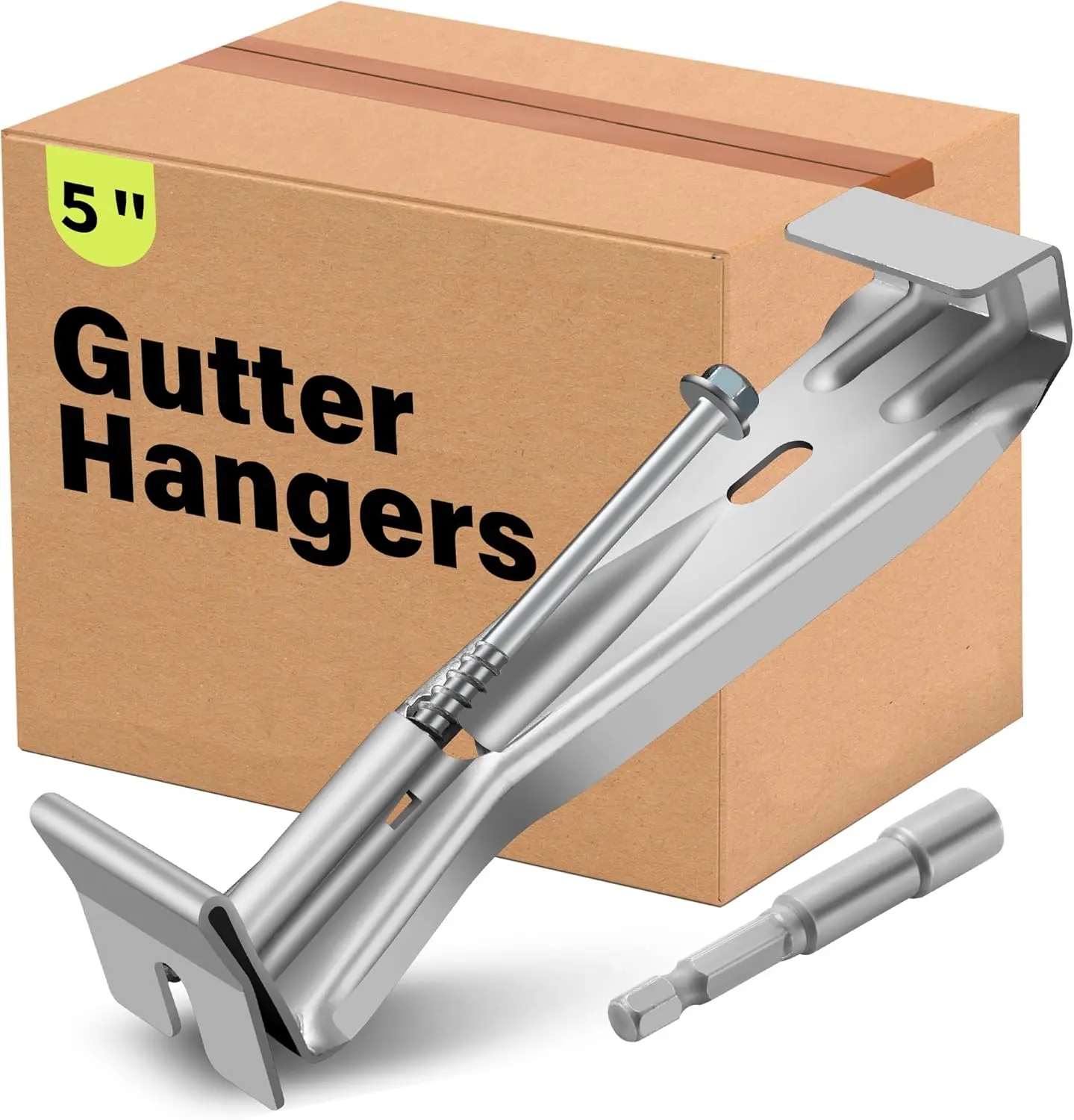 5" 50 count Heavy Duty   Gutter Hangers with 1/4 Hex Drill Bit, Repair Sagging Gutters with Pre-Inserted Screw Fast.