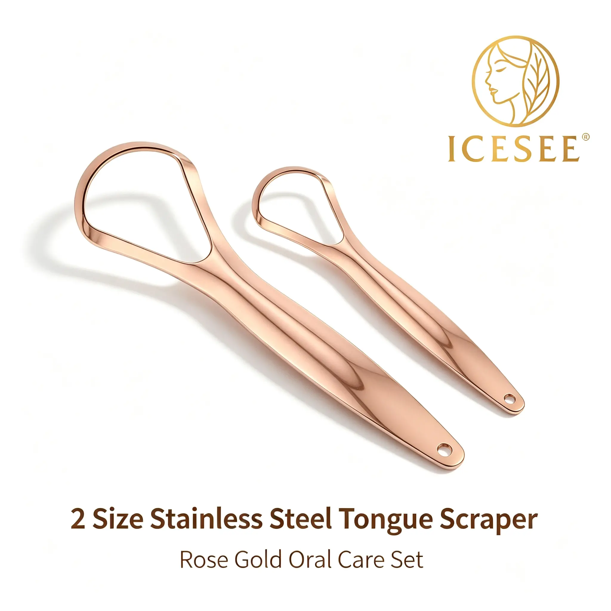 ICESEE TStainless Steel Tongue Scraper Cleaner Set,, U-Shaped Tongue Cleaner for Fresh Breath, Oral Hygiene Tool for Adults#summerwins #dealsforyoudays