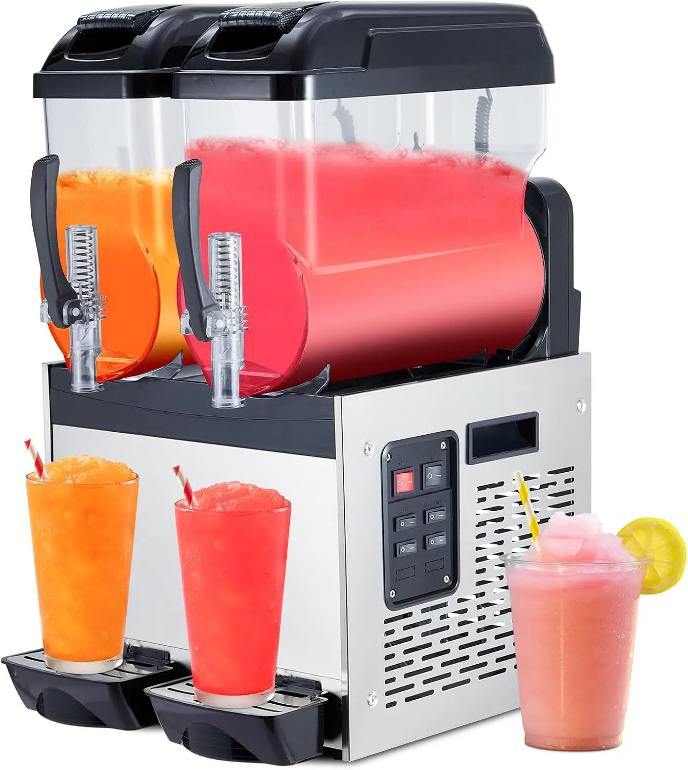 【Christmas Gift】Commercial Margarita Machine, 24L/6.4 Gal Frozen Margarita Machine Smoothie, Self-Cleaning, 700W Stainless Steel Slushy Machine for Snow Melts, Cocktails, Homes, Coffee Shops, Restaurants