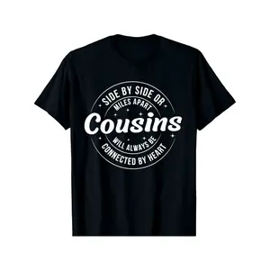 [100% Cotton] 100% CottonPlus Size, Women's Plus Size 0XL-5XL 100% T-Shirt - Cousins Family Matching Letter Print Round Neck Short Sleeve Casual All-Season Fit, Cousins-Themed Gift for Cousins Day/Reunion (Black) - Breathable Casual Attire