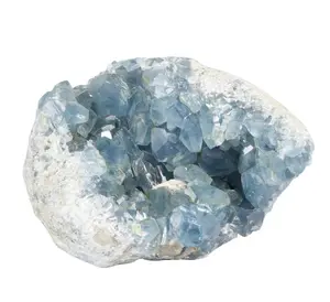 New Moon Beginnings Raw Celestite Cluster - 87, Blue Gemstone Cluster with Clear Elements