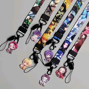 Anime Demon Slayer Detachable Wrist Strap Kimetsuno Yaiba  Phone Lanyard Wrist Strap Hook Key Tag Keychain Cellphone Smartphone