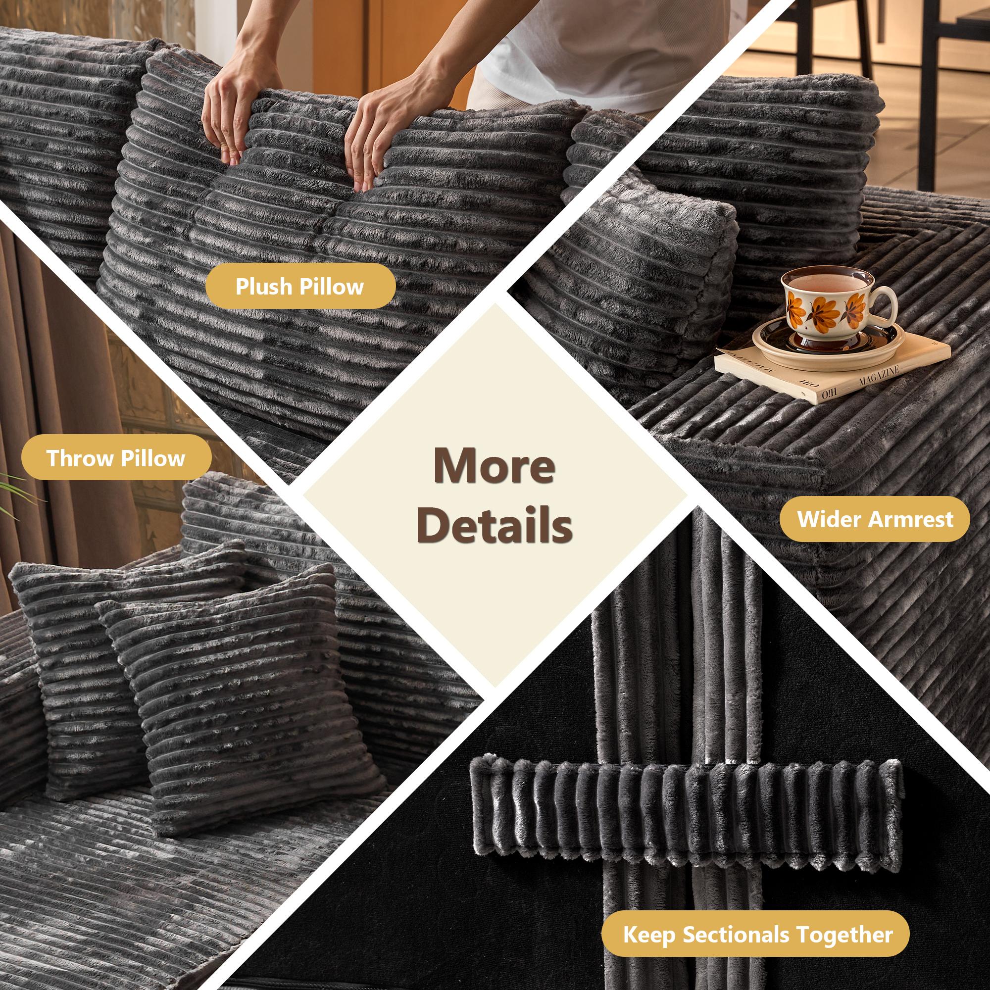 【Black Friday & Cyber Monday Deal】2 Packages Shipping OOSWIFT 108“ inches Plush Modern L-Shaped Cloud Sectional Sofa Corduroy Cloud Velvet Modular Couch with Chaise, No Assembly Required Sectional Sofa living room furniture