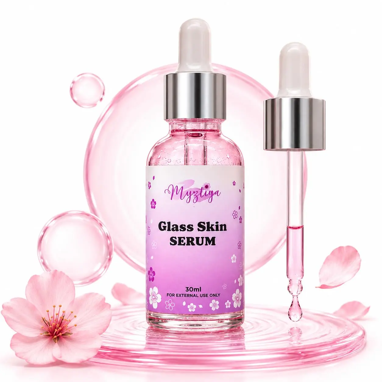 Myztiza Glass Skin Serum – Hydrating Facial Serum with Hyaluronic Acid, Snail Mucin, Licorice Root & Witch Hazel – Lightweight Moisture & Smooth Skin Formula for All Skin Types
