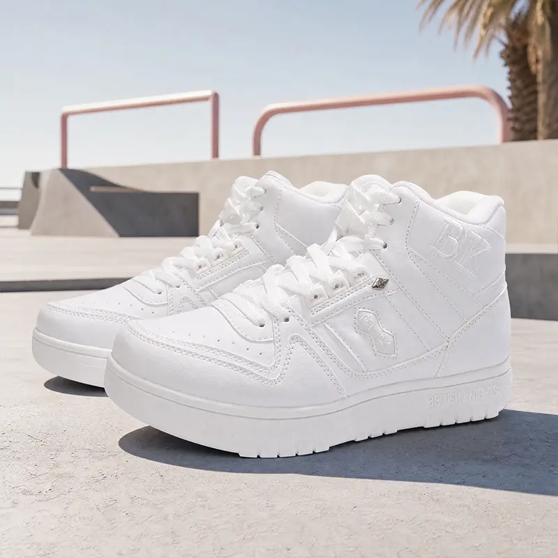 British Knights Women's High-Top White Casual Shoes - Retro Style, Aesthetic, Simple Fits, Walking Shoes, Comfy Trainers for Spring & Summer, TikTok Shop Back to School Stock Up Sale, Footwear, Sporty Chic, Hip Hop Style, Ankle, Back To School Haul tiktok