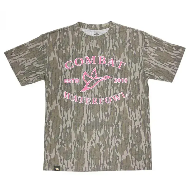 2026 Mossy Oak Combat Camo Pink Waterfowl Unisex Tshirt, Pink Combat Waterfowl Bottomland Camo Shirt