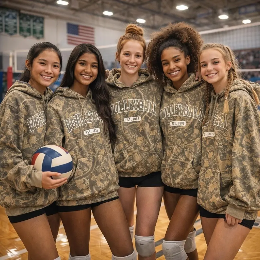 Camo Volleyball Hooded Sweatshirt