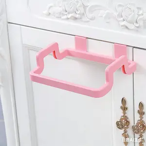 Kitchen Cabinet Door Back Type Trash Bag Holder, 1 Count Plastic Portable Household Trash Garbage Bag Holder, Hangable Trash Storage Rack