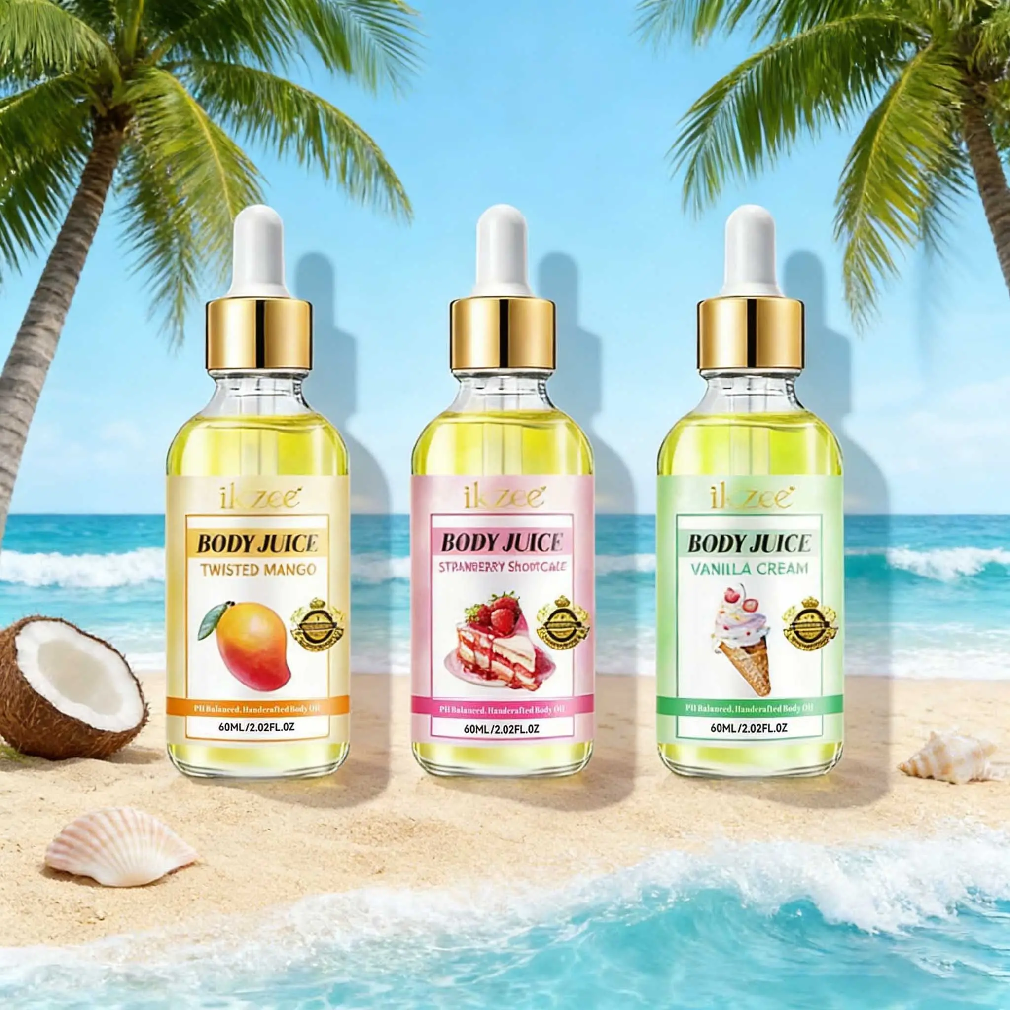 ikzee Body Juice Oil 60ml Deeply hydrates skin, suitable as body oil, fragrance oil, or post-bath care oil. Versatile for daily commutes, dates, or travel—one bottle, multiple uses.
