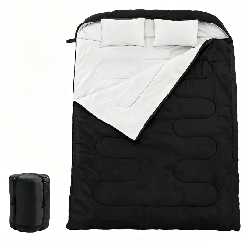XL Queen Double Sleeping Bag with 2 Pillows for Adults, 2 Person Waterproof Camping Sleeping Bag for Cold & Warm Weather, Portable Camping Gear for Hiking, Backpacking, Camper Van, Outdoor Travel & Festival