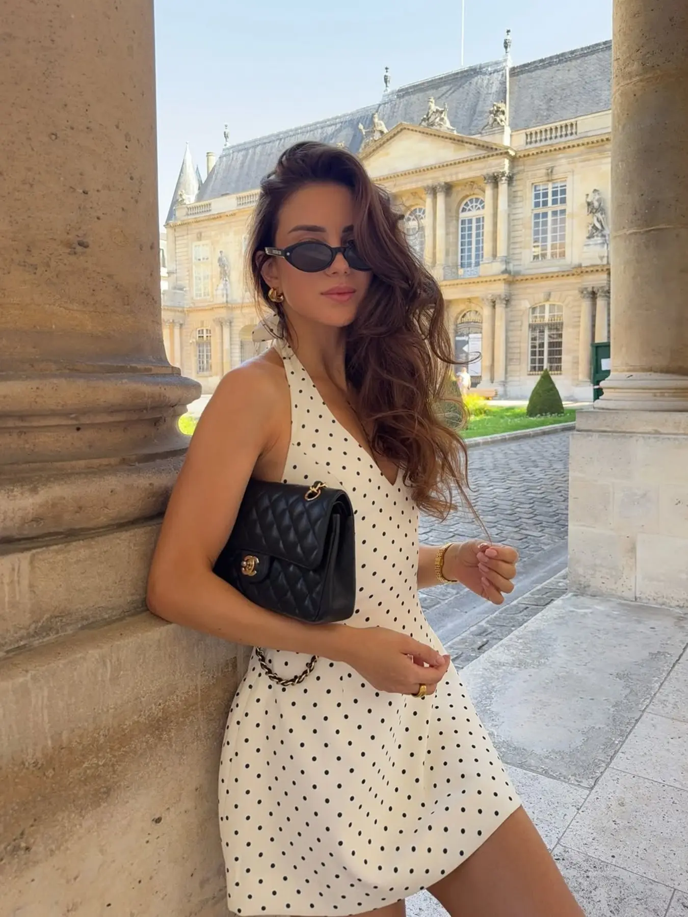 Elegant Vacation Style Backless Polka Dot Dress, Deep V Neck Sleeveless A-Line Dress, Slim-Fitting Casual Party Wear, Boho Sleeveless Dress - TikTok Shop Elegant Vacation Style Backless Polka Dot Dress, Deep V Neck Sleeveless A-Line Dress, Slim-Fitting Casual Party Wear, Boho Sleeveless Dress - TikTok Shop