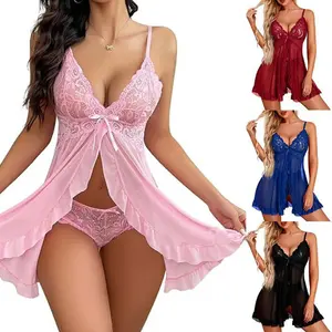 Women Lace Lingerie V Neck Nightwear Sexy Chemise Nightie