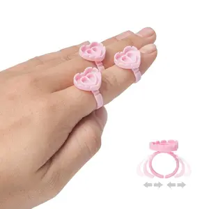 100pcs Disposable Glue Rings, Heart-Shaped Plastic Eyelash Adhesive Holder, Essential Tool for Lash Extensions, Bonding, Tattoo