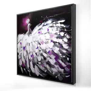 360 Stand 36x36 in. Artistic Vibrant Hue Peacock Motif Framed Print - Ready-to-Hang Decorative Artwork, Bedroom Home Decor Supplies, Decoration, Wall